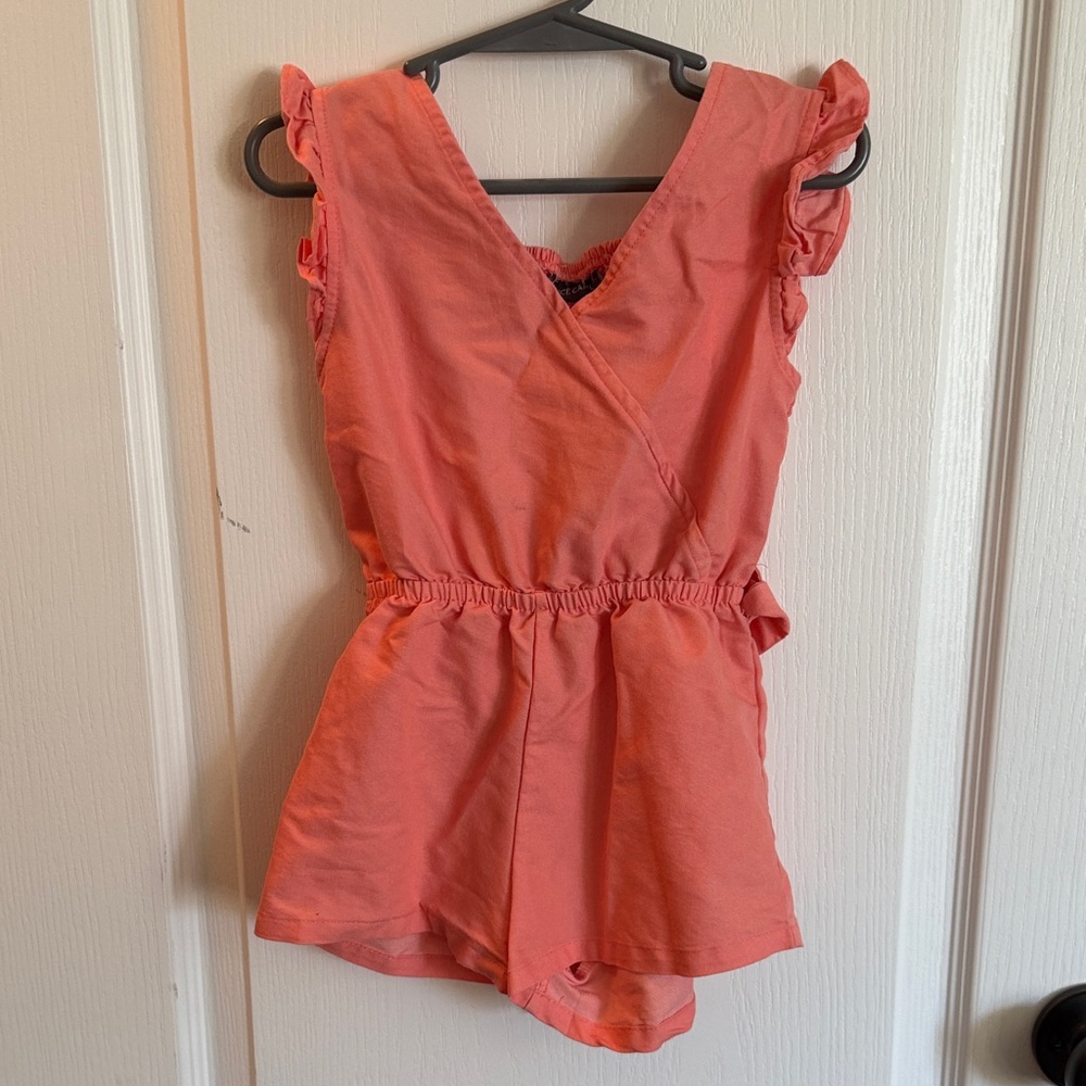 Vince Camuto Coral Ruffle Sleeve Romper